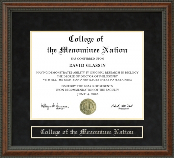 College of the Menominee Nation Diploma Frame