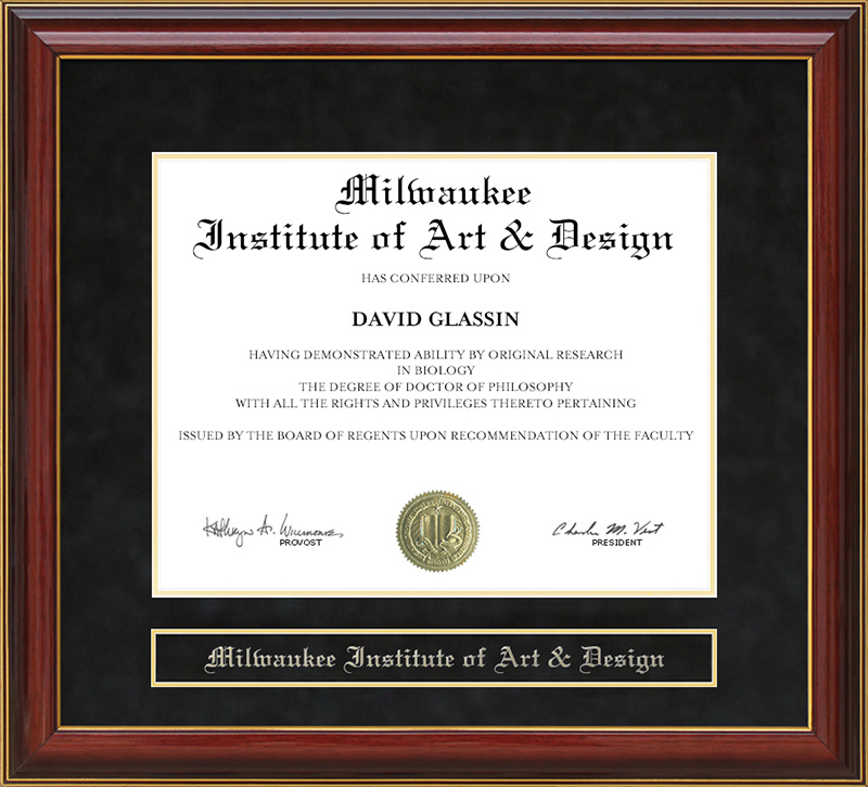 Milwaukee Institute of Art & Design Mahogany Diploma Frame