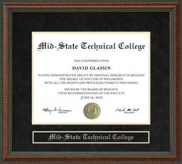 Mid-State Technical College (MSTC) Diploma Frame