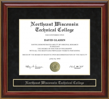 Northeast Wisconsin Technical College (NWTC) Mahogany Diploma Frame