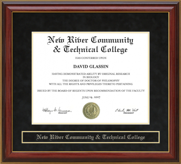 New River Community & Technical College Mahogany Diploma Frame
