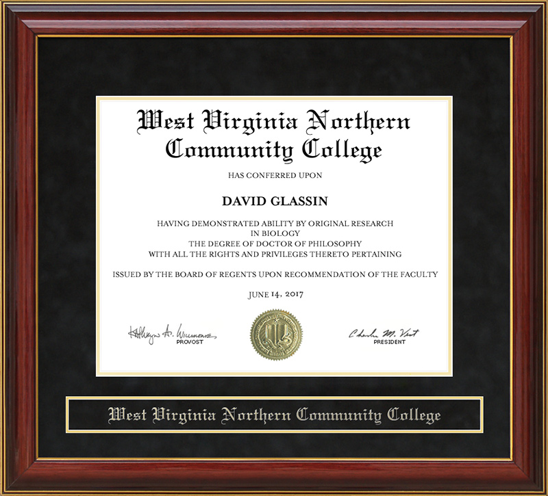 West Virginia Northern Community College Mahogany Diploma Frame