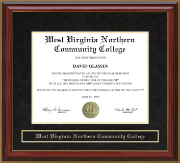 West Virginia Northern Community College Mahogany Diploma Frame
