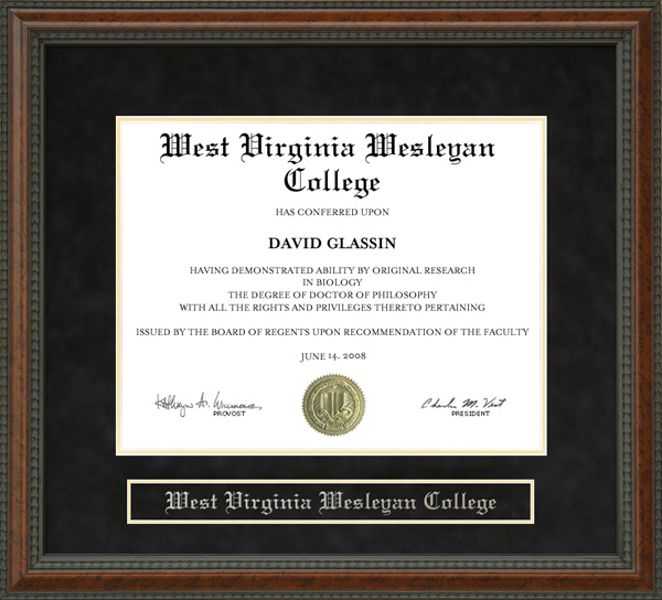 West Virginia Wesleyan College (WVWC) Diploma Frame