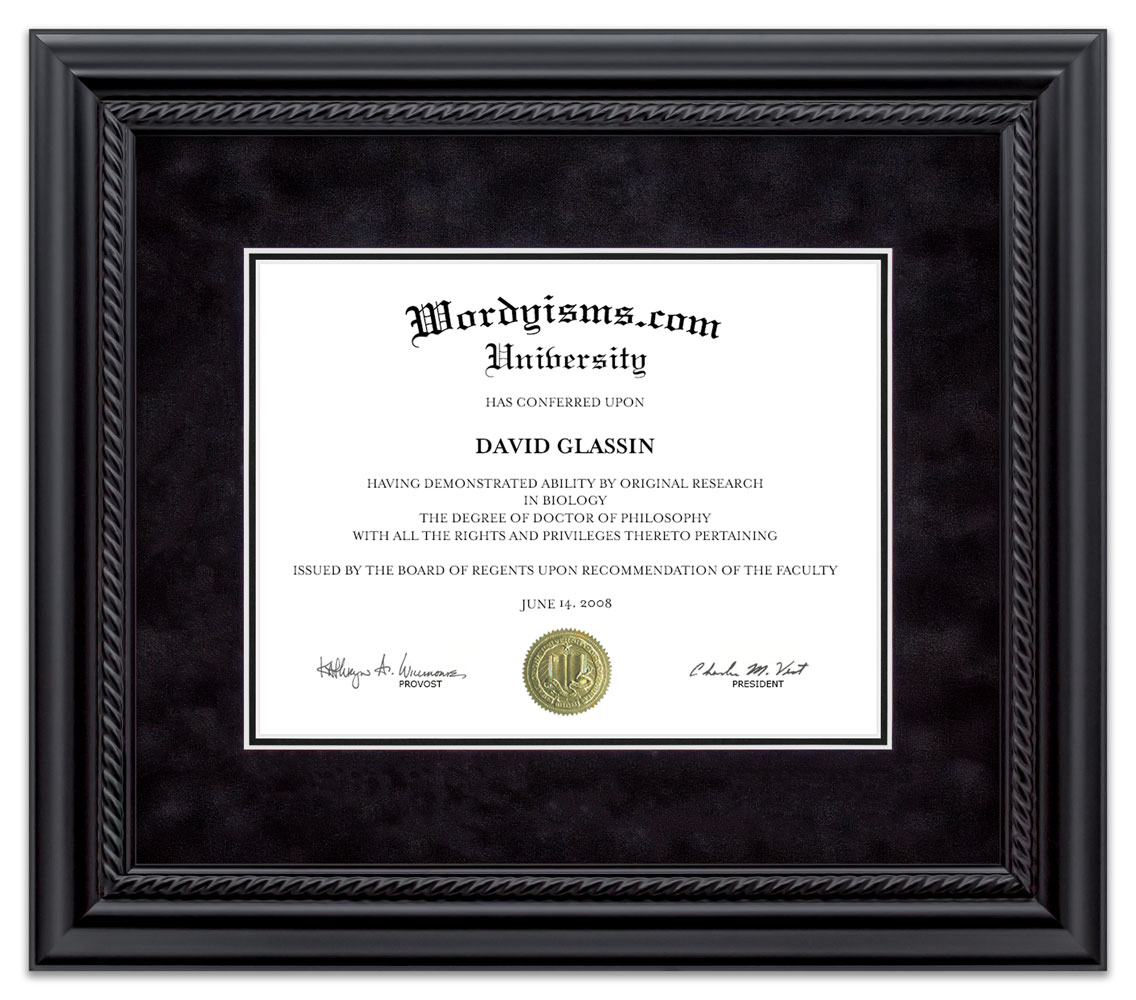 Hardwood Black Braid Custom Diploma Frame