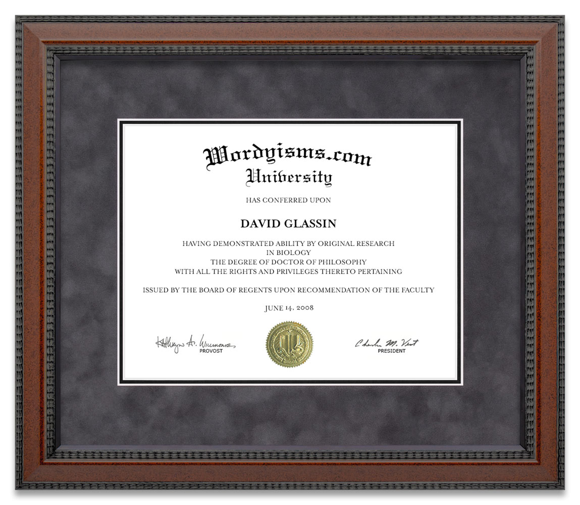 Burl Hardwood Custom Diploma Frame