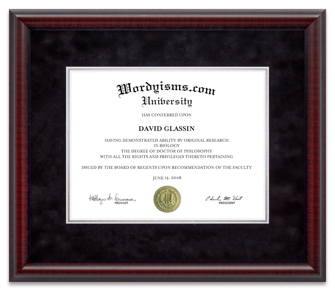 Cherry Furniture Hardwood Custom Diploma Frame