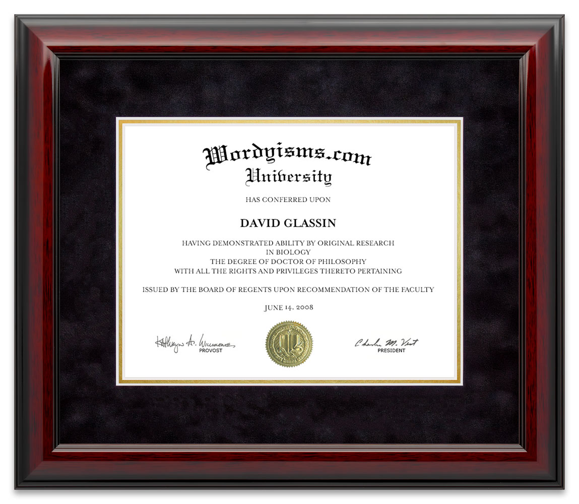 Hardwood Gloss Mahogany Custom Diploma Frame