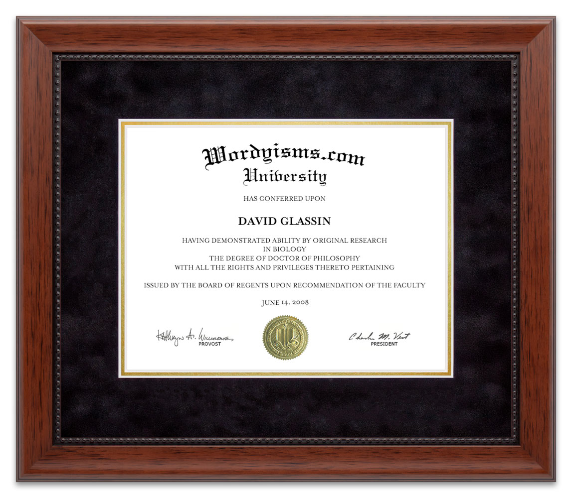 Hardwood Walnut Ascot Custom Diploma Frame