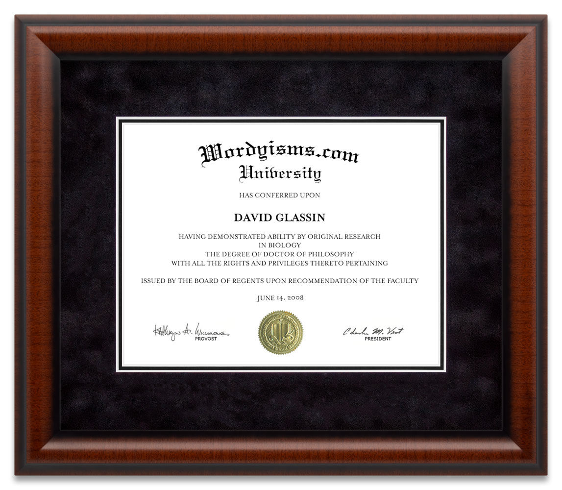 Walnut Furniture Hardwood Custom Diploma Frame